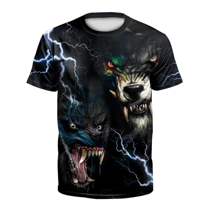 3D Wolf Print Short Sleeve Halloween T-shirt