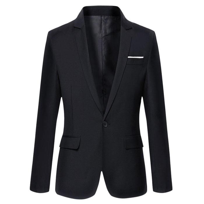 Stylish Pure Color Turn Down Collar Male Slim Fit Suit 5283