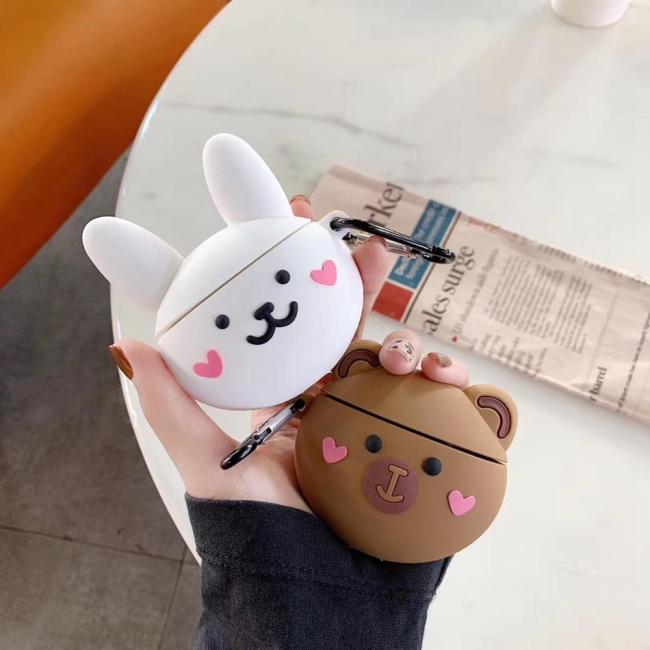 Kawaii Rabbit AirPods Pro Case 3D Silicone Shockproof Cover