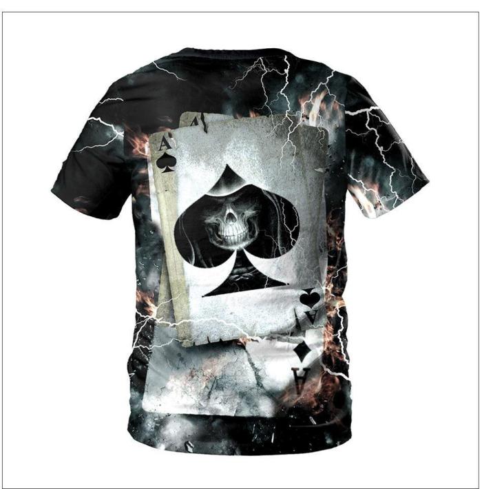 3D Horror Poker Print Short Sleeve Halloween T-shirt