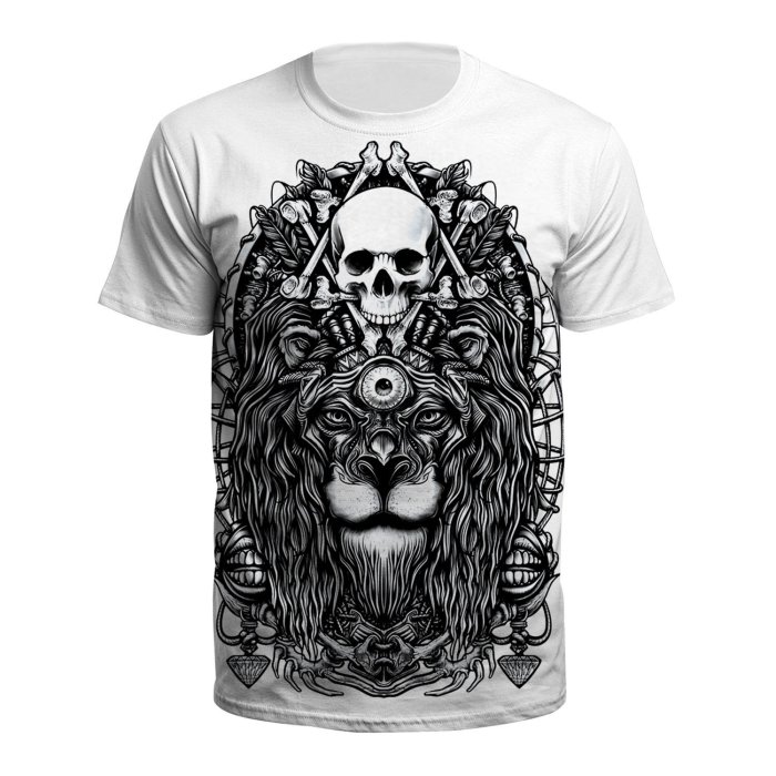 3D Lion Print Short Sleeve Halloween T-shirt
