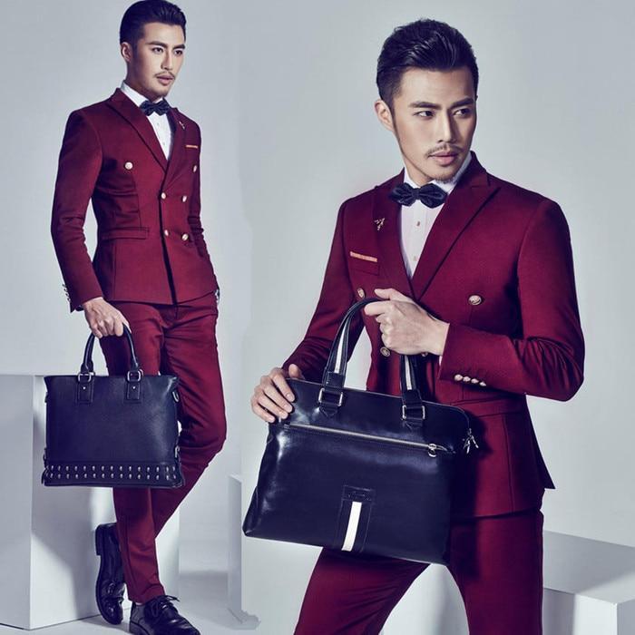 Formal dress suit men male slim wedding suits for men double breasted mens suits wine red costume ternos masculino fashion 2XL