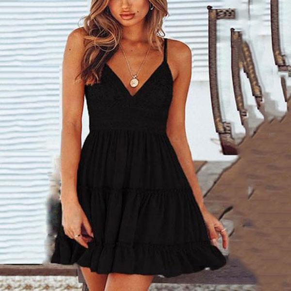 Dreamlip Casual Sexy Off The Shoulder With Backless Lace Splicing Mini Dresses