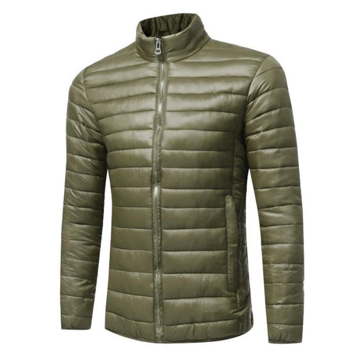 Winter Lapel Collar Plain Zipper Slim Cotton Padded Coat