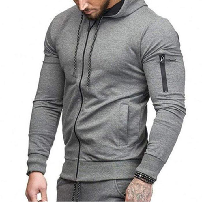 Men's Sports Cardigan Sweater Arm Zipper Fashion Casual Jacket Top