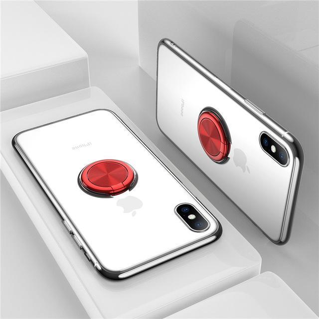 Luxury Transparent Ring Magnetism Case For iPhone