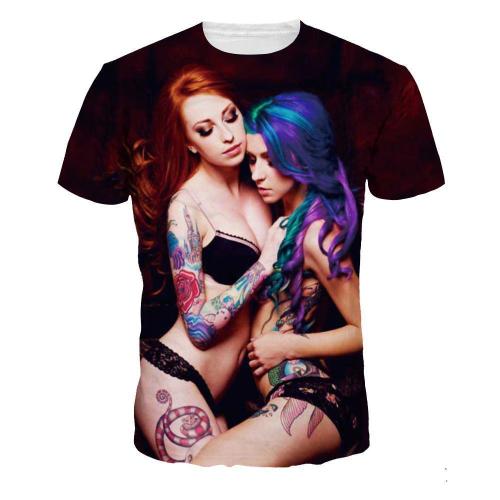 Sexy Lady Printed Casual Short Sleeve T-shirt