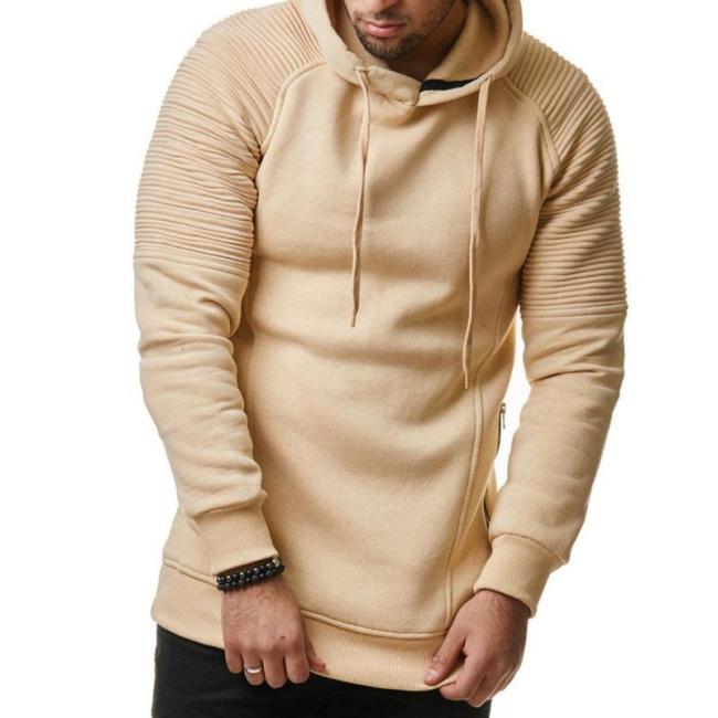 Fashion Mens Basic Fold Sleeve Hoodie 4 Colors