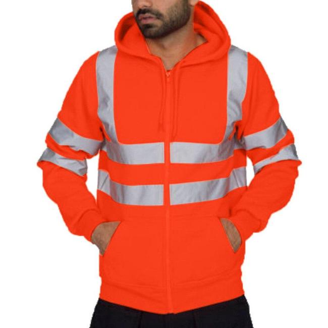 Hoodies Man reflective jacket Fashion Sportswear Men's Sweatshirts Road Work High Visibility Pullover Tops Blouse Brand Clothes