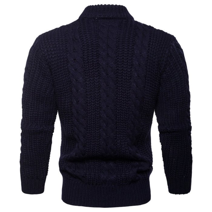 Casual Lapel Collar Plain Button Knit Sweater Coat