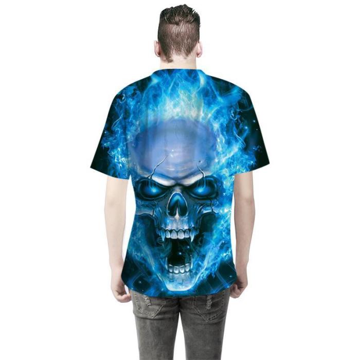 Men's Printed Skull Blue Eyes T-Shirts