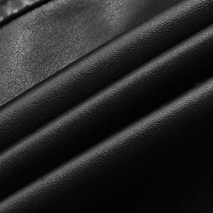 Pu Leather Stand Collar Zip Man Jacket Coat 8760