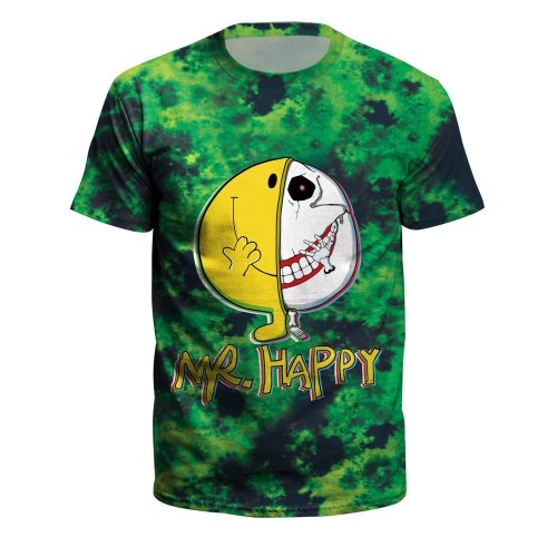 Mr Happy Printed Round Neck Pullover Short Sleeve T-shirt