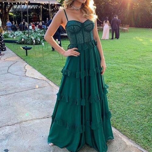Sexy Strapless Pure Color Ruffled Maxi Dress