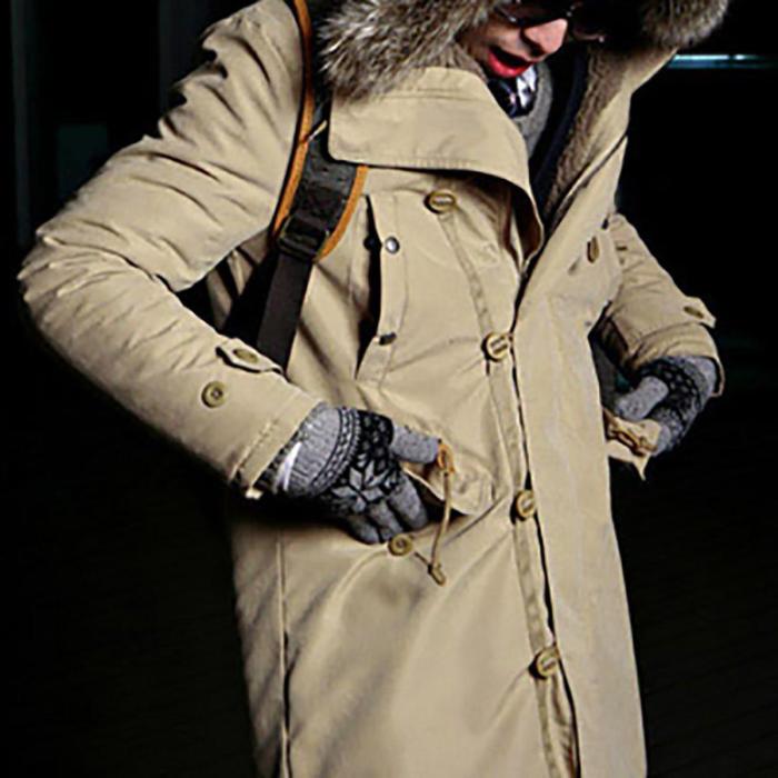 Fashion Men Thicken Packet Winter Floss Long Jacket Coat