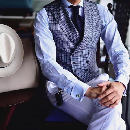 Men's fashion high-end business plaid vest