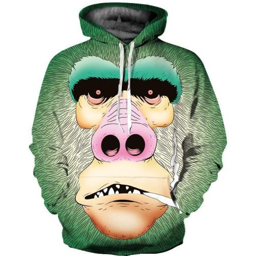 Orangutan Printed Hooded Loose Hoodies Sweatshirt