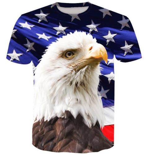 3D American Eagle Print Short Sleeve Men's T-Shirt