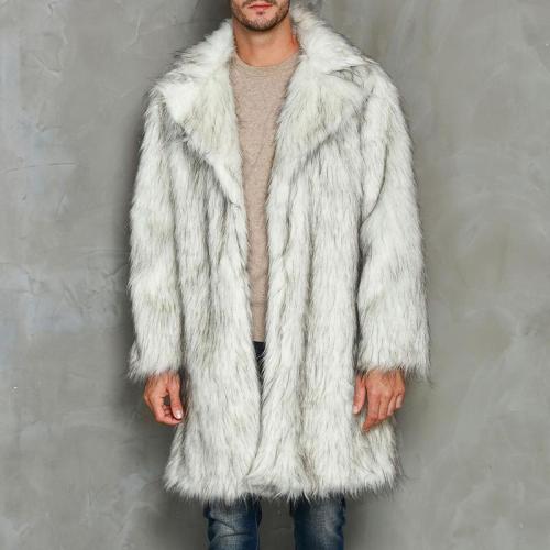 Fashion Suit Collar Faux Fur Long Coat