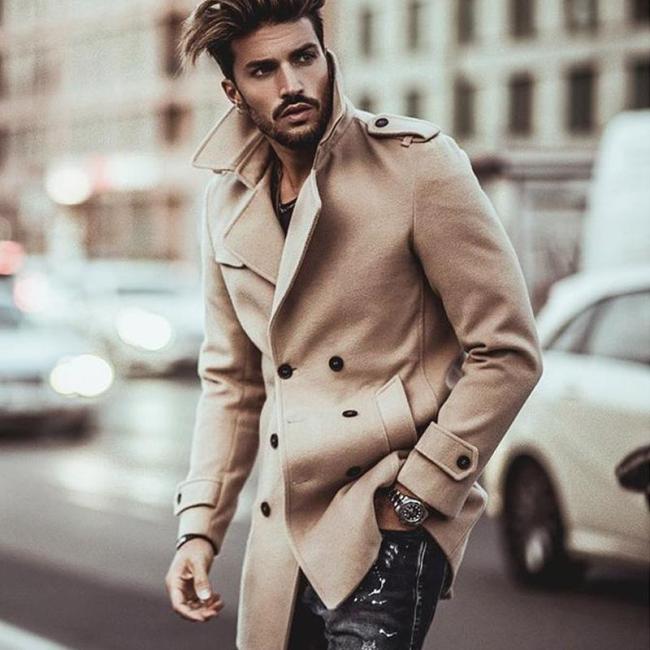 Business Fashion Slim Solid Color Button Lapel Long Sleeve Suit Men Outerwear