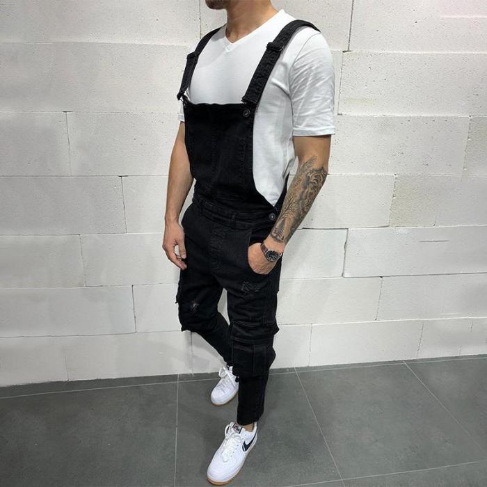 Knee Pocket Ripped Hole Overall