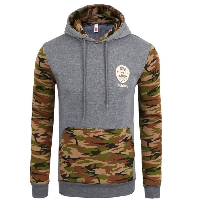Fashion casual camouflage Splicing hoodie