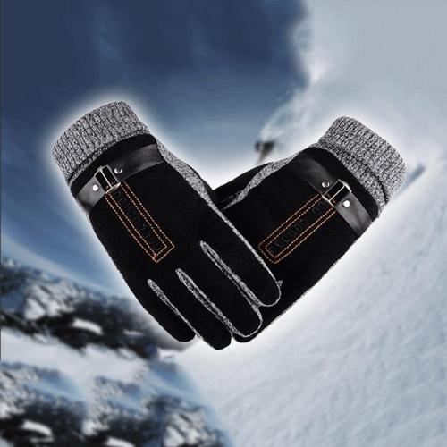 Fashion Men Thickened Real Pigskin Cycling Gloves