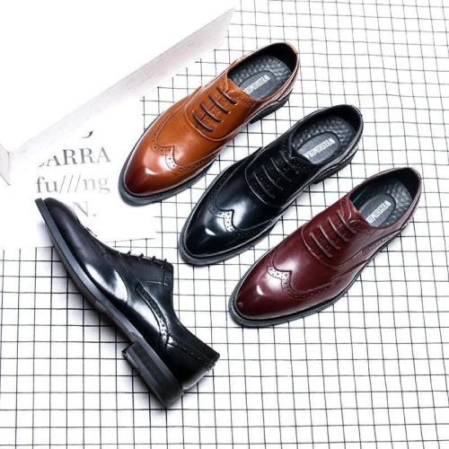 British Breathable Fashion Pointed Lace Men's Shoes