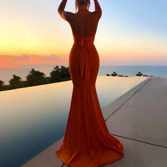 Sexy Sling Deep V Evening Dress