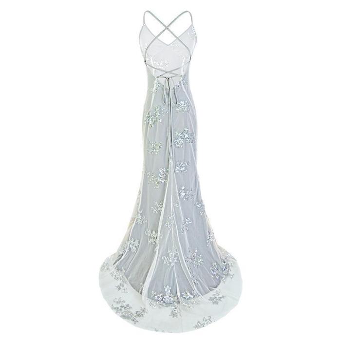 Elegant Style Sequined Sling Evening Dress