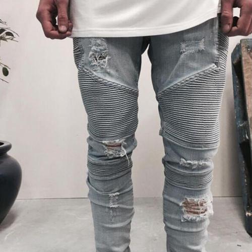 Street Zipper Hole Mid Waist  Jeans
