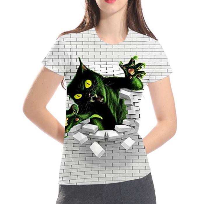 Big and Tall 3D Pink Floyd The Wall and Cat Print Men T-shirt Tee Tops