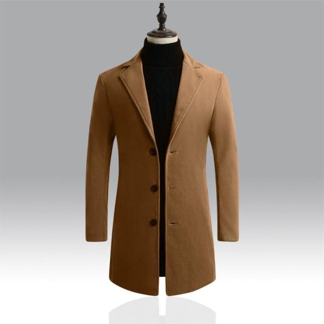 DIHOPE Men Wool Blends Coats Autumn Winter New Solid Color High Quality Men's Wool Coats Luxurious Wool Blends Coat Male