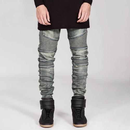 Solid Fold Zipper Jeans