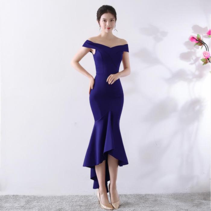 fashion sexy One word led evening Dress Off the Shoulder Slim fit Party Evening Dresses Elegant mermaid evening gown