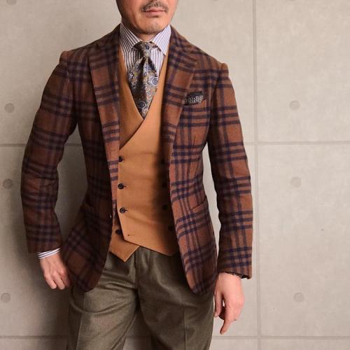 Classic Clouring Check Long Sleeves Fitted Blazer