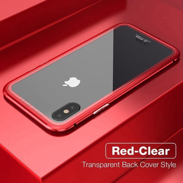 Magnetic Tempered Glass Adsorption Metal Case For iPhone