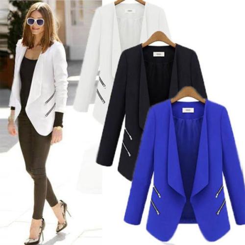 ZOGAA Women Suit Blazer Lady Office Casual Thin Cardigan Coat Solid Slim Fit Jacket with Pocket Elegant Long Sleeve Women Blazer