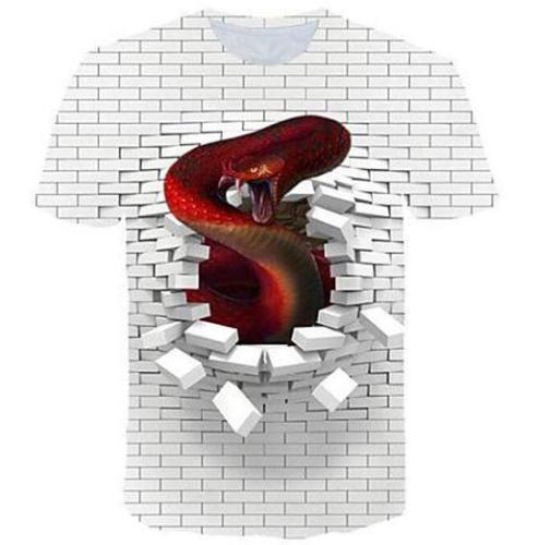 Big and Tall 3D Pink Floyd The Wall and Snake Print Men T-shirt Tee Tops