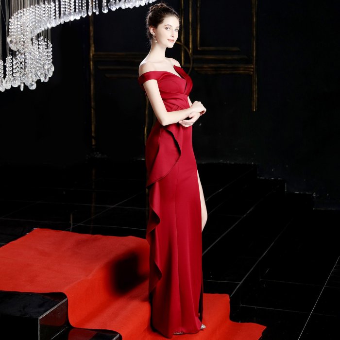 One word collar Formal Evening Dresses Pretty Mermaid evening Gowns noble Long Party Gowns fashion Sexy evening Dress