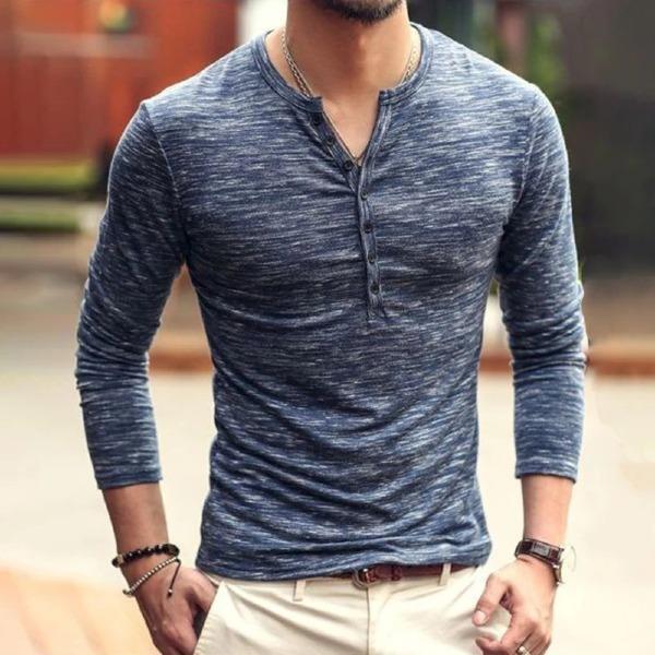 Men's Casual Solid Color Long-Sleeved T-Shirts