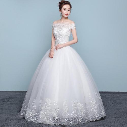 New Wedding Dress Lace Boat Neck Ball Gown Off The Shoulder Princess Plus Size Wedding Dresses