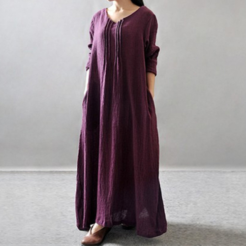 Literary National Wind Texture Cotton And Linen Dress Bottoming Robes