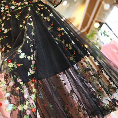 Summer Plus Size Mesh Embroidery Lace Dresses Women Eleganr Casual Evening Party Dress O Neck Vestidos