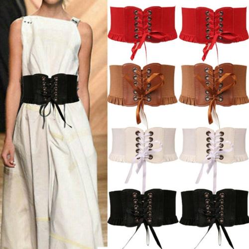Women Vintage Elegant Stretch Wide Waist Belt Bandage Elastic Cinch Corset Waistband