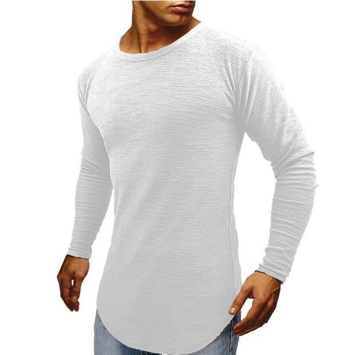 Men's round neck hem long sleeve t-shirt