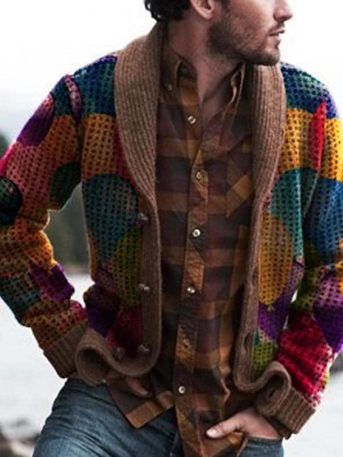New Mens Color Knit Jacket