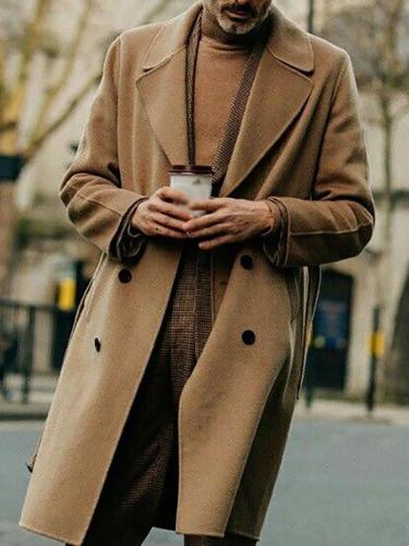 Men's Classic Vintage Solid Color Double Breasted Coat