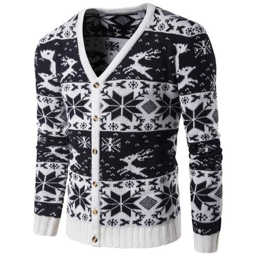 Fashion V Collar Floral Printed Button Sweater Coat