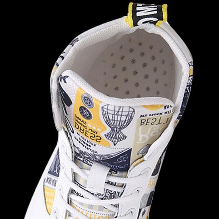 Men's fashion personality graffiti high-top canvas shoes DWQ35